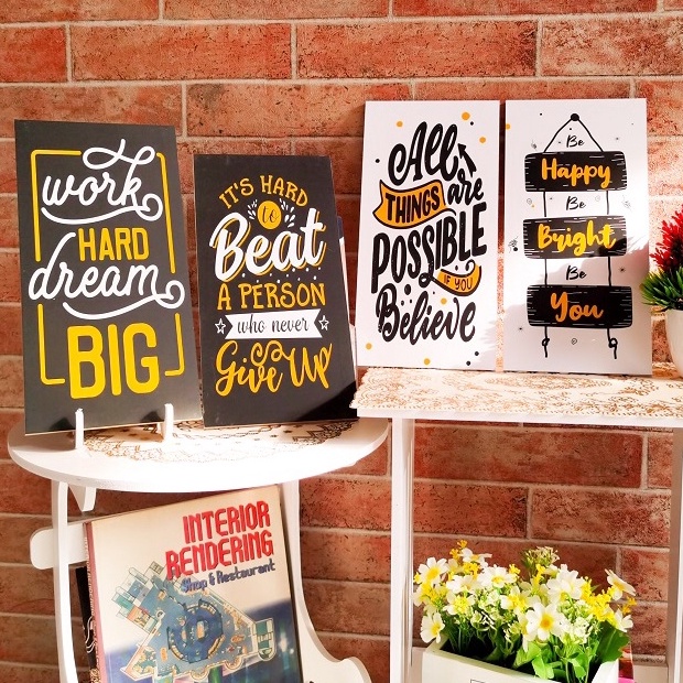 Hiasan Dinding Quotes Walldecor Pajangan Rumah Poster Kayu Motivasi Vintage  (M 14)