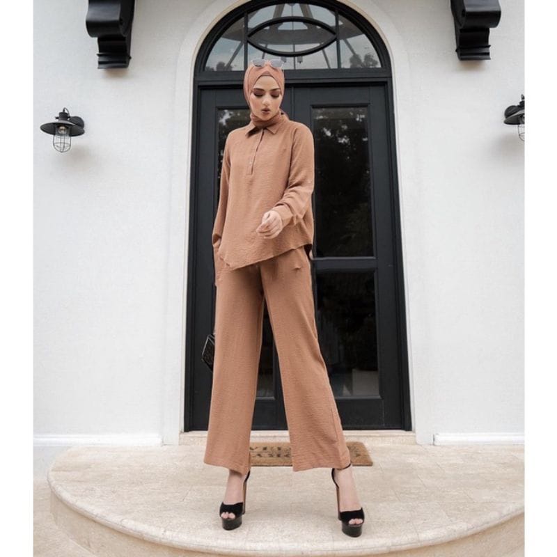 One set Rayon Premium Setelan Piyama Motif Terbaru-Lova Mocca Set