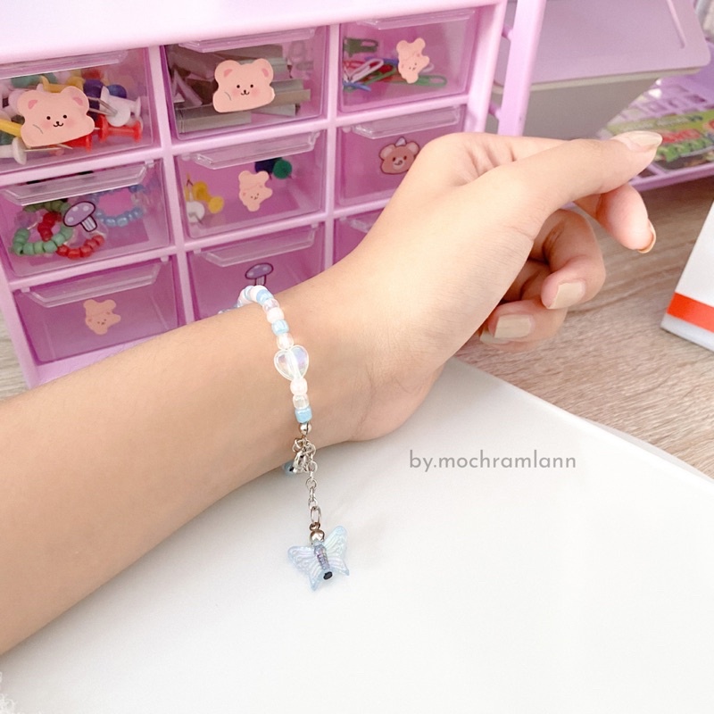 GELANG MANIK BEADS RING KOREA MODEL KUPU TRANSPARAN / GELANG KUPU AESTHETIC / GELANG MANIK MANIK KOREA / BEADS BRACELET KOREA / GELANG MANIK KUPU-KUPU AESTHETIC