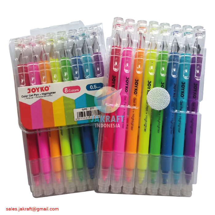 

Pulpen 2 in 1 Color Gel Pen + Highlighter 8 Warna JOYKO GPC-277 VDE833