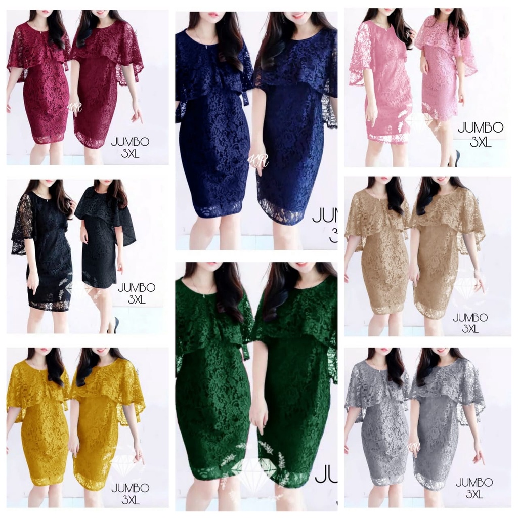 Dress Alexia Brukat SUPER Jumbo / MINI DRESS BROKAT PESTA PREMIUM/ Dress natal/ Gaun kondangan murah