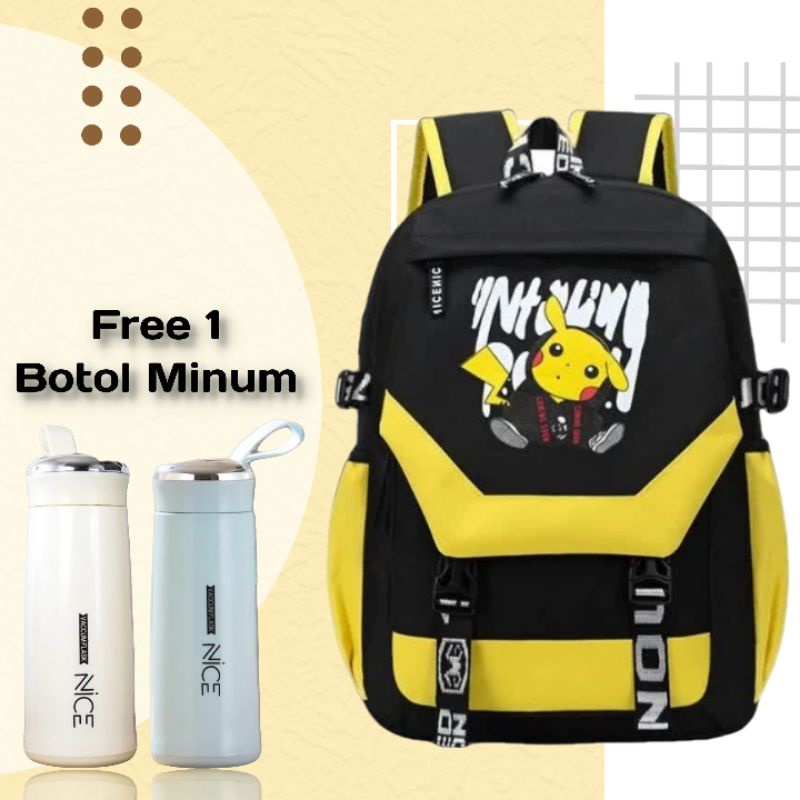 Tas Ransel Anak Laki Laki Pokemon Pikachu Tas Sekolah Anak TK SD SMP Tas Anak Cowok Pokeball