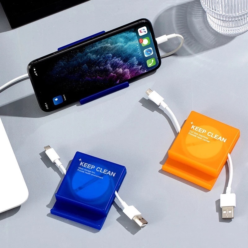 Kotak Penyimpanan Kabel Data / Charger USB Portable Multifungsi Bentuk Bulat