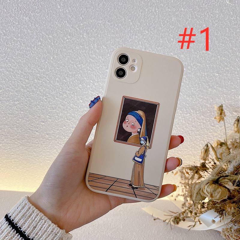 Art Oil painting Girl Soft Case iP iPhone 6 6S 7 8 + Plus X XS XR 11 12 13 Pro Max Black Violent Bear Casing Xiaomi Redmi 8 9 10 9A 9C 9T Note 7 11 Pro