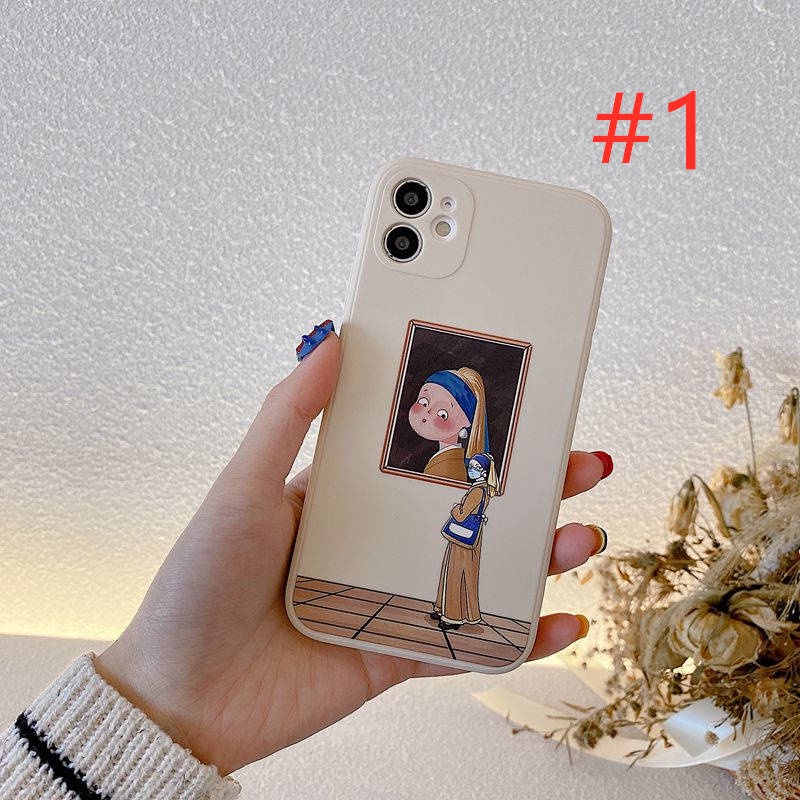 Art Oil painting Girl Soft Case iP iPhone 6 6S 7 8 + Plus X XS XR 11 12 13 Pro Max Black Violent Bear Casing Xiaomi Redmi 8 9 10 9A 9C 9T Note 7 11 Pro