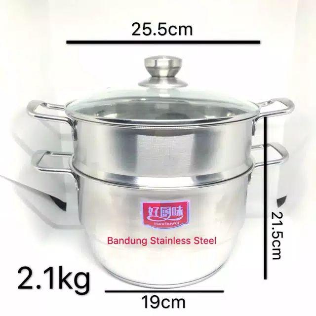 Panci Steamer Kukus 26cm 2 Susun Sup Soup Pot Stainless Steel Tebal