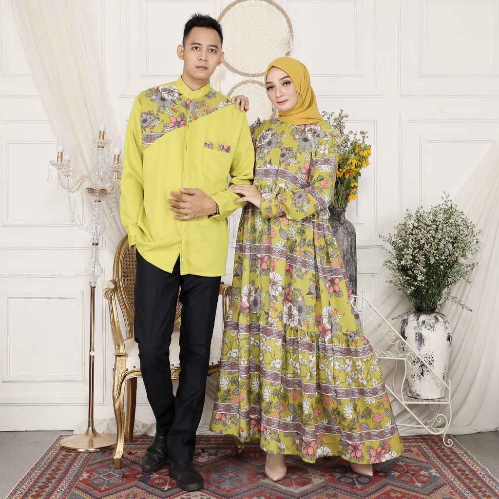 Baju Couple Keluarga Lebaran 2022 Couple Muslim Keluarga Terbaru Moscrepe Batik Furing Maxy Kondanga