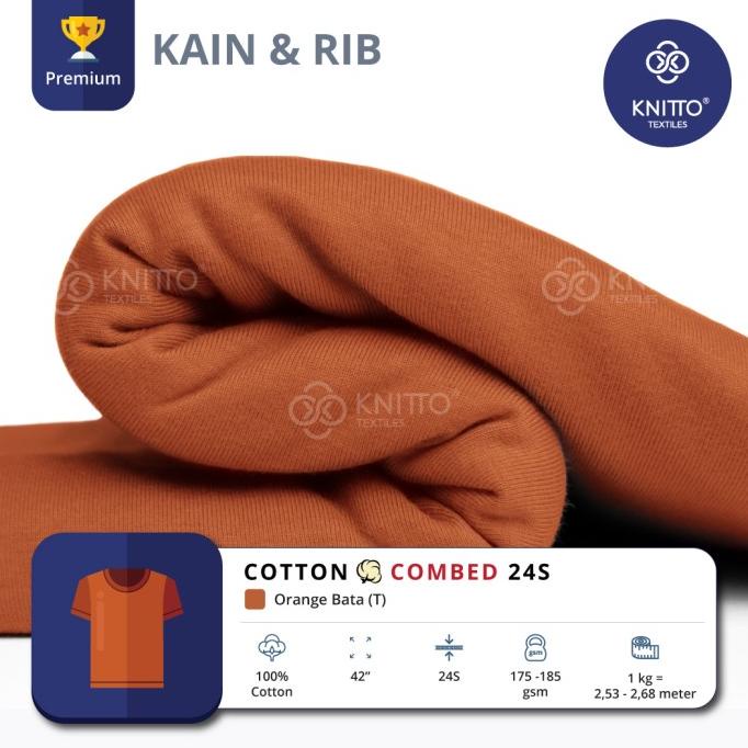 KAIN COTTON COMBED 24S ORANGE BATA + RIB (BAHAN KAOS)