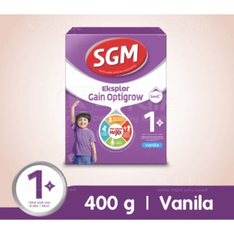 SGM eksplor gain optigrow 400 gram vanilla ( meningkatkan berat badan anak )