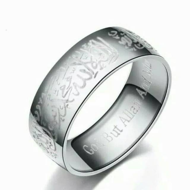 Cincin tauhid titanium couple cincin anti karat cincin pria dan wanita cincin stainless steel