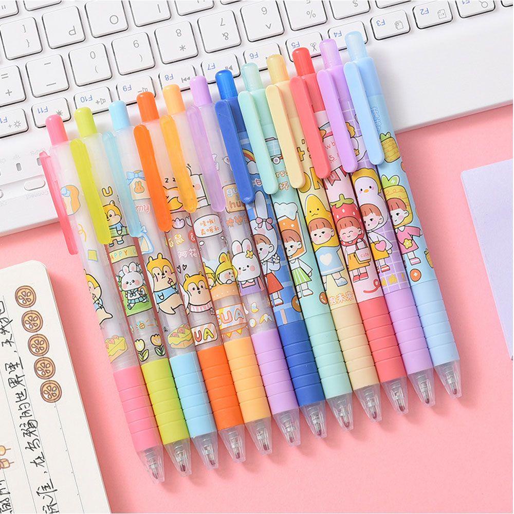 Popular Black Gel Pen Multicolor Peluru 0.5mm Lucu