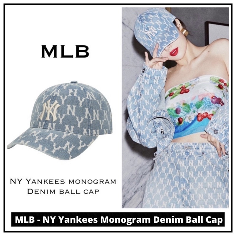 MLB NY Yankees monogram denim ball cap (LIGHT BLUE DENIM)