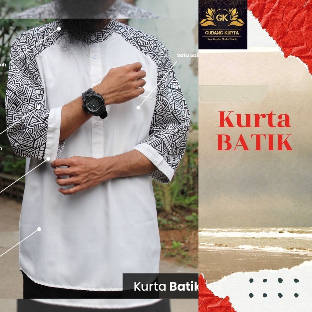 Kemko Koko Kurta Pakistan Pria Dewasa Lengan Panjang Pendek Slimfit XXl harley Samase Murah Toyobo