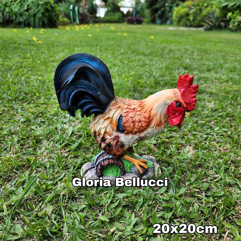 Patung pajangan ayam jago kate statue dekorasi hiasan taman kebun interior halaman