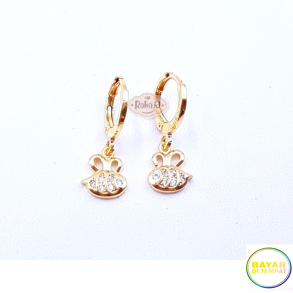 Anting Clip / Klip Motif Lebah Mas Gold Perhiasan Aksesoris Wanita 968