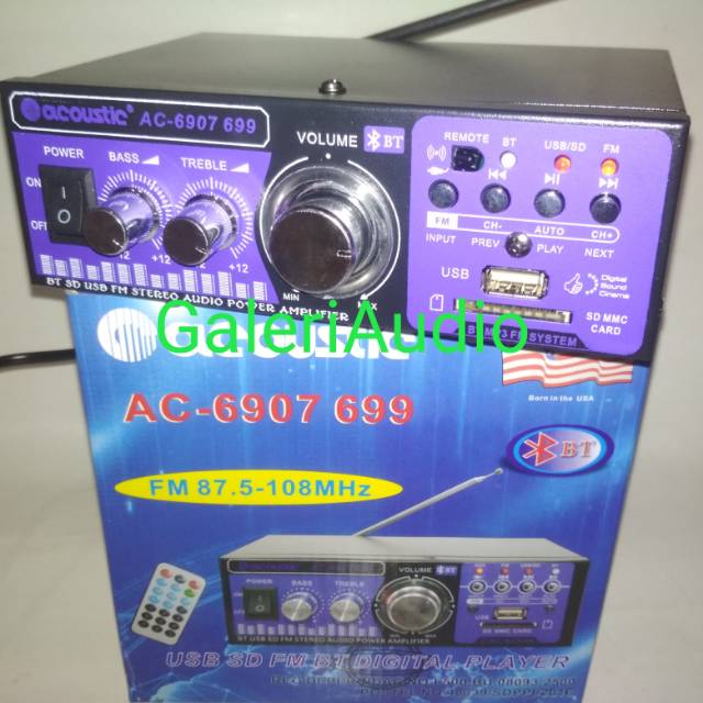 AMPLIFIER ACOUSTIC AC 6907 699 BISA BLUETOOTH AC DC USB-SD-FM