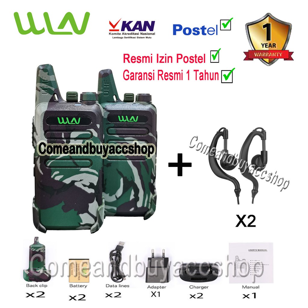 Paket STANDAR HT WLN Two-Way Radio -LORENG (isi2pcs)-Batrai 1500 mAh