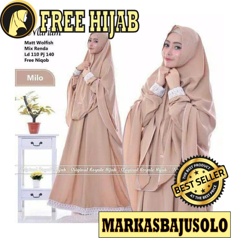 GAMIS SET MARIAM RENDA SETELAN HIJAB SYARI DRESS WOLFIS PREMIUM / GAMIS SYARI MURAH BRUKAT PLISKET