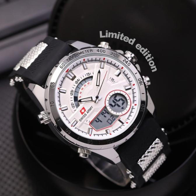 RECOMENDED JAM TANGAN SWISS ARMY PRIA RUBBER DUAL TIME ANTI AIR