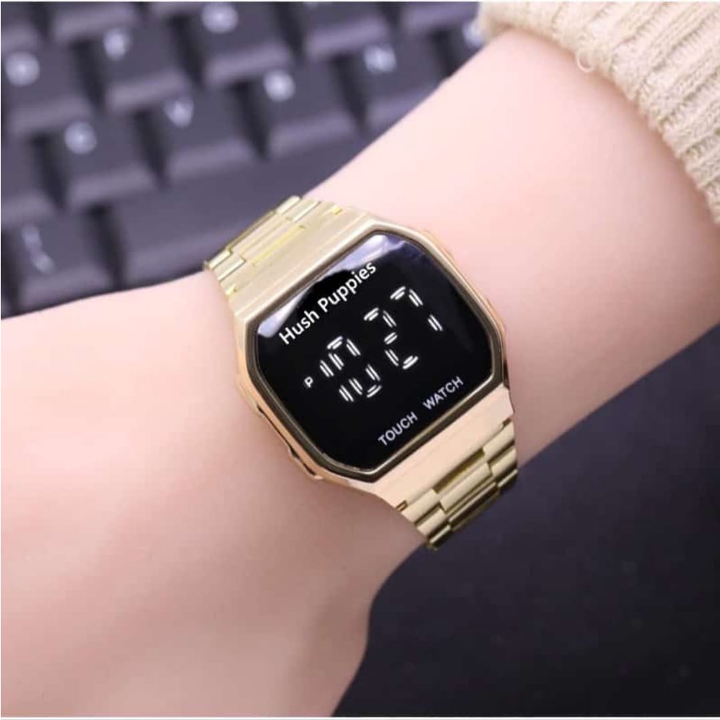 (SS) Jam Tangan Wanita Fashion Digital HUsh Puppies Led Touch Screen Rantai HP-41