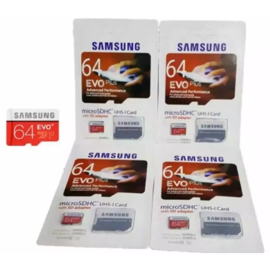 Memory Card-Micro SD Samsung EVO Plus 64GB Class 10 80MB/s With Adapter-Memory Card MicroSDHC Evo Plus 64GB