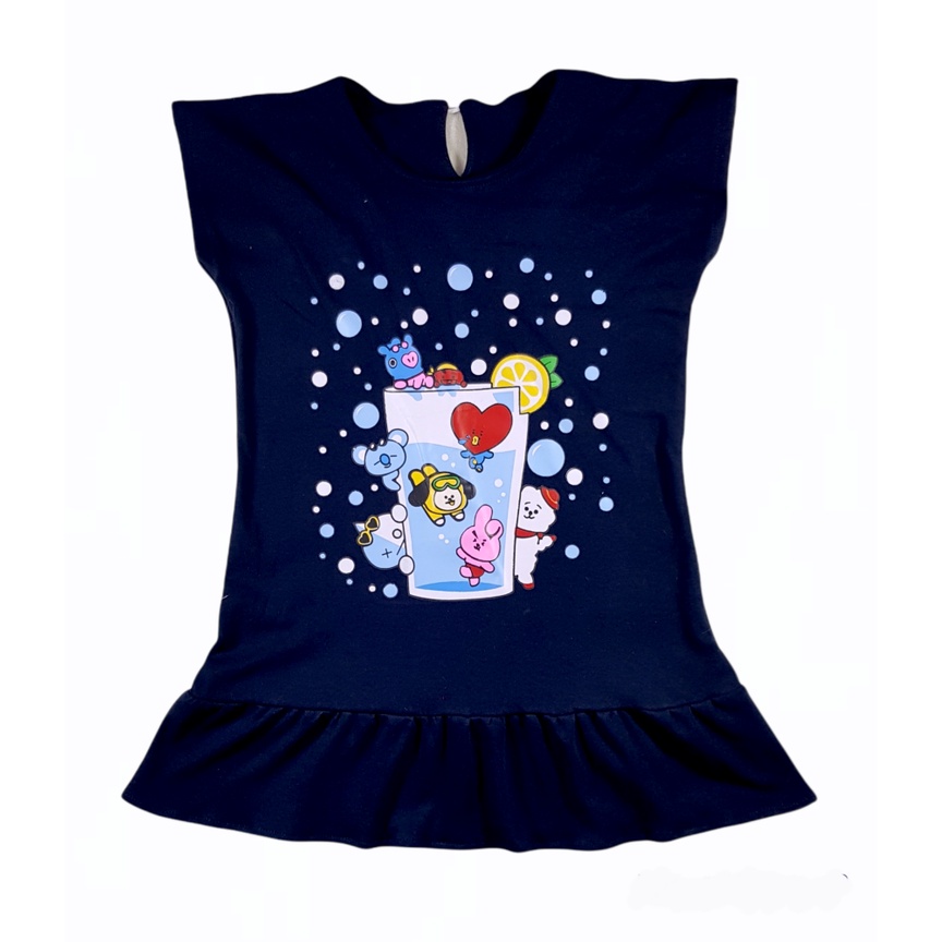 Jemico | Dress kaos anak perempuan bt 21 1 tahun - 6 tahun manis dan lucu