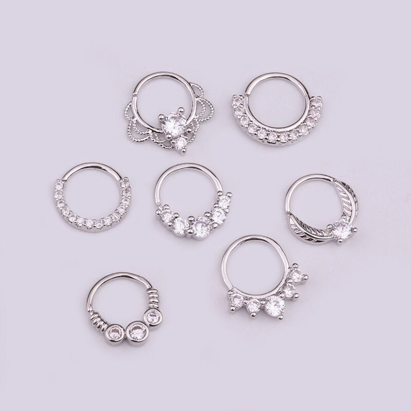 1pc Anting Tindik Hidung / Telinga / Tubuh Model Terbuka 8mm Hias Cz Untuk Wanita