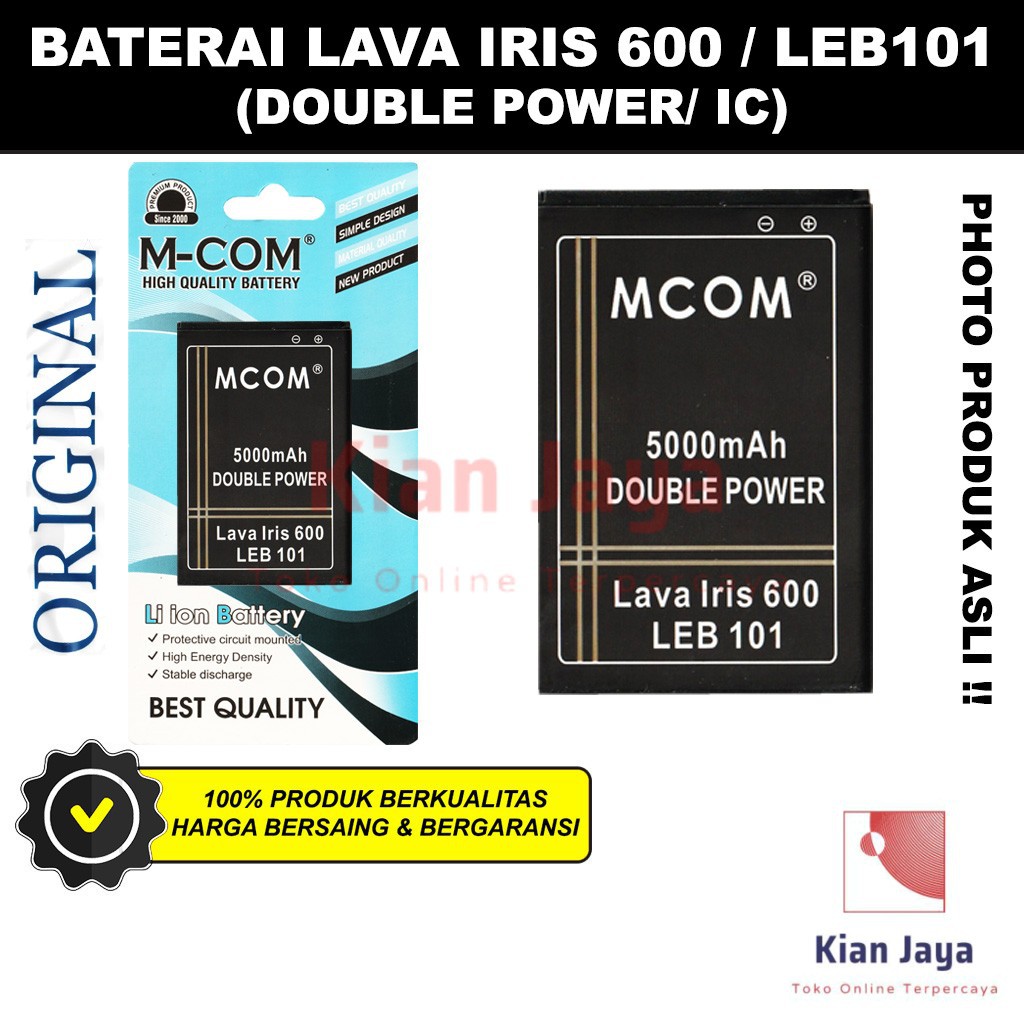 MCOM Baterai LAVA Iris 600 / LEB101 Original Double Power Batre Batrai Battery Ori