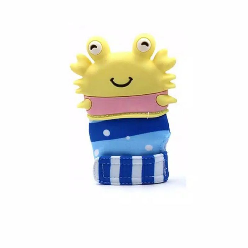 Silicone Teether MittDonut CRAB Free Pouch Mainan Gigitan Bayi