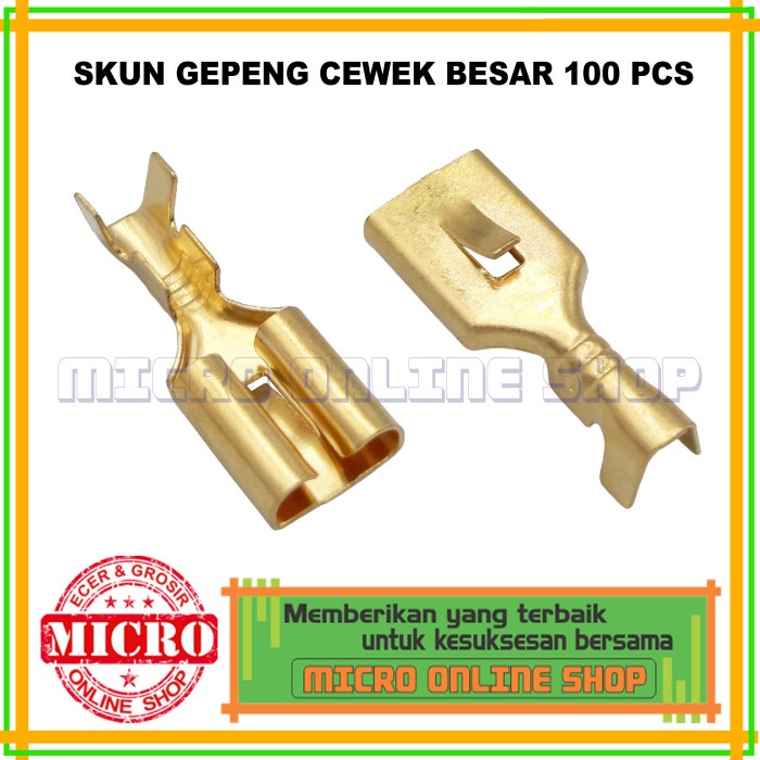 Skun Gepeng Cewek Female / Soket Motor / Skun Motor/Skun kabel Isi 100 ORIGINAL Original