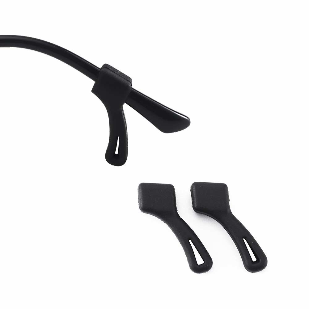 1 Pasang [ Hitam ] Pengait Kacamata Silikon - Anti Slip - Earhook Silicone - Penahan Hijab Style - KP8078