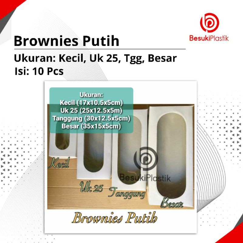 Dus Brownies Putih / Kerdus Brownies Putih / Dos Brownies / Kardus Kue Brownies Putih Polos