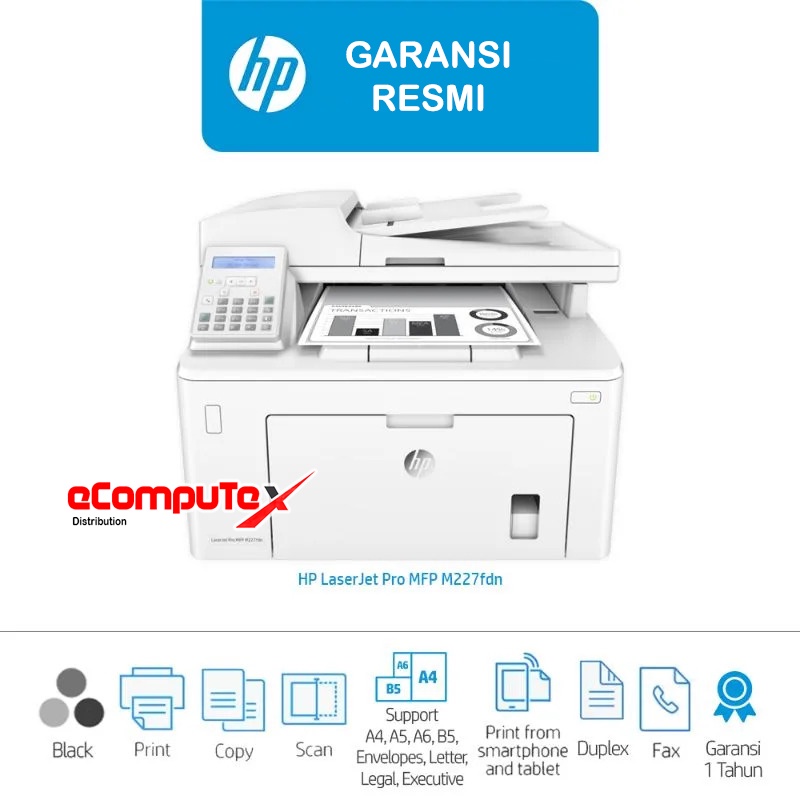 PRINTER HP LASER JET M227FDN   ALL IN ONE / HP LASERJET M 227   FDN / M 227FDN AIO PRINT   SCAN COPY FAX GARANSI RESMI