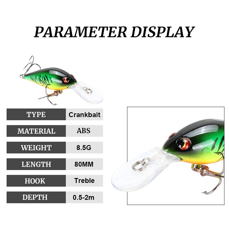 1Pcs New Crankbait Umpan Pancing 8cm 8.5g Swimbait Fishing Lure Floating Minnow Ikan Bass Wobbler Kail Memancing Tackle