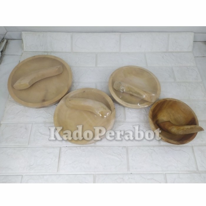 cobek kayu - ulekan kayu - ulekan tahu gejrot - cobek mini kayu - 15 cm MEGA STORE