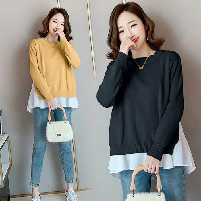 KARAKOREA 9000 Yura Knit and Blouse Set/Blouse Wanita Korea/kemeja wanita casual