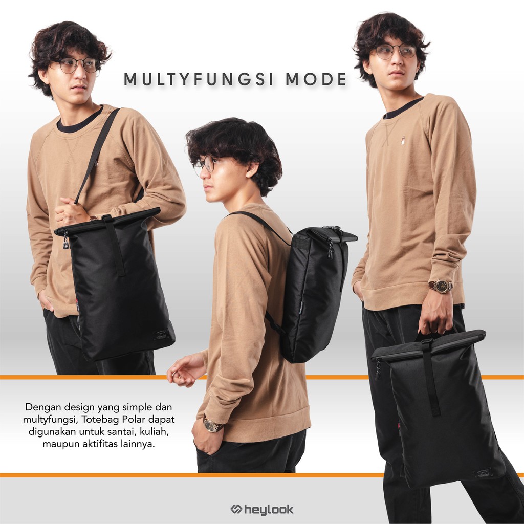 HEYLOOK Project - Tote Bag POLAR Waterproof Multifungsi Tas Jinjing Pria Wanita Anti Air Muat Laptop 14&quot;