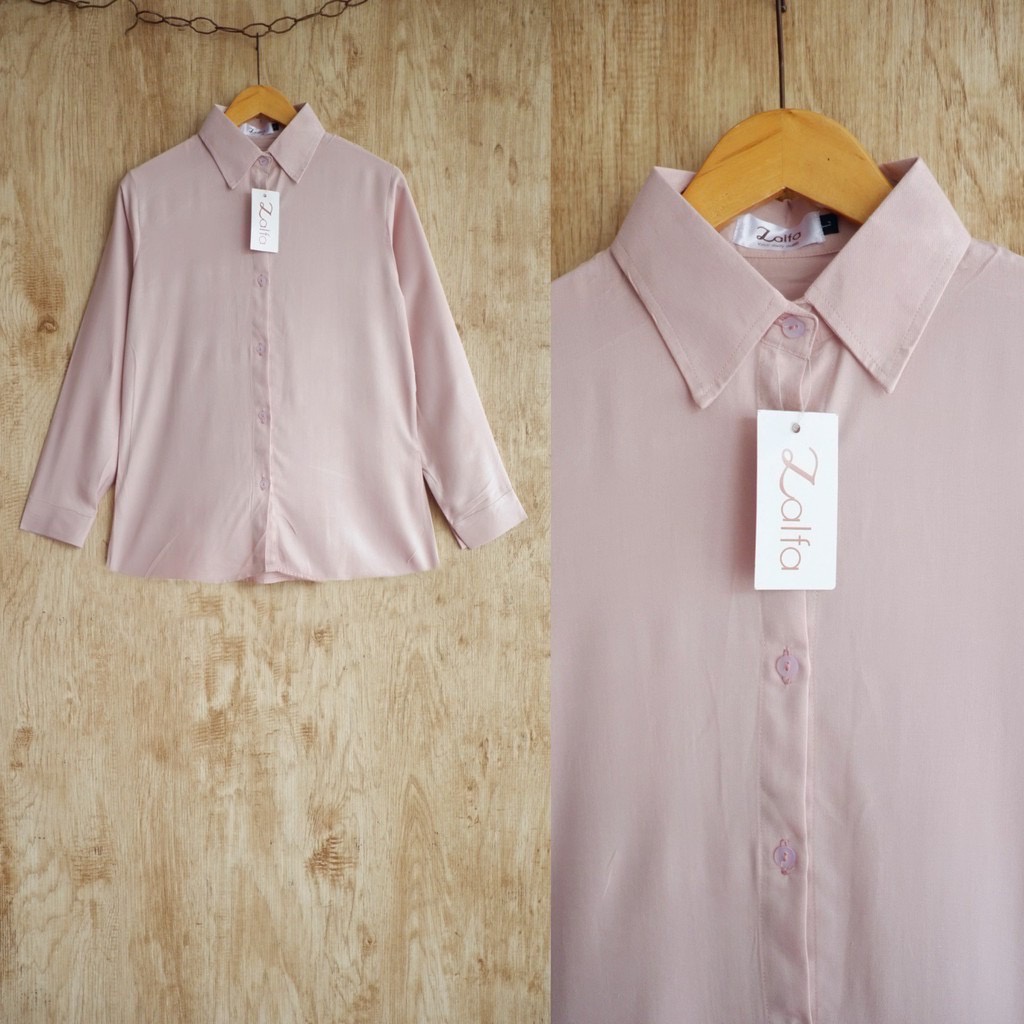 BASIC rayon kemeja by ZALFA OUTFIT-Cream