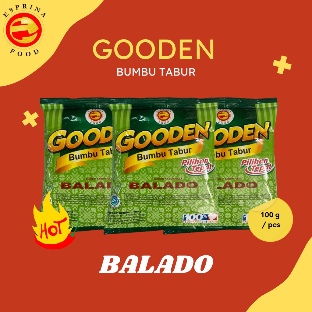 

Bumbu Tabur - GOODEN - Rasa BALADO - BALADO - Kemasan 100 gram