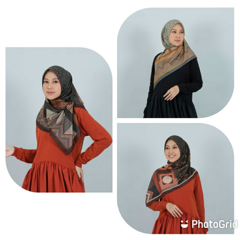 HIJAB DEENAY CARTA SERIES OLIVE RED DARK GREY