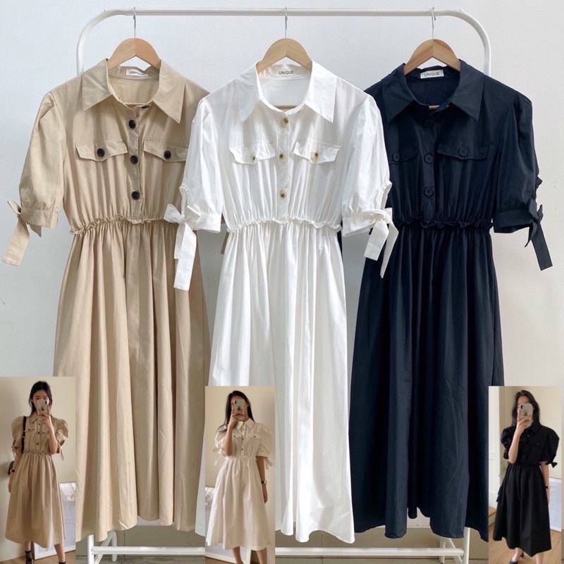 midi Catton dress korean basic premium import bangkok bkk