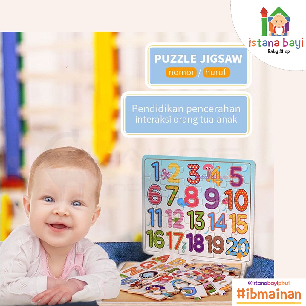 Mainan Anak Puzzle Kayu Number / Abjad - Mainan Edukasi Anak - Wooden Toys