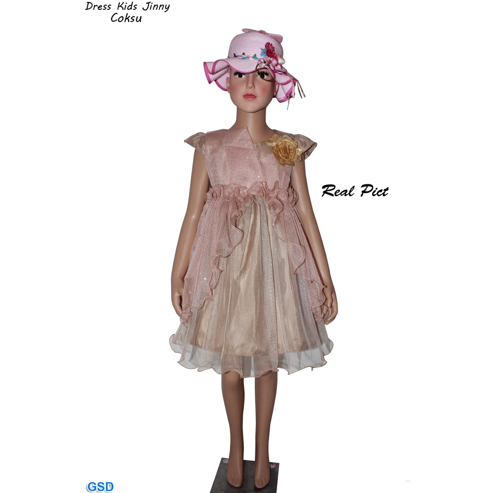 Dress Kids Jinny/Gaun Pesta Anak Kasual Motif Brukat/ Terusan Dress Anak Umur 1-5 Tahun/ Mini Midi Dress Best Seller