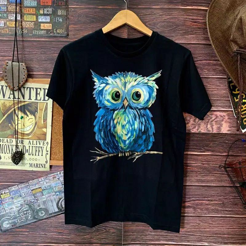 kaos distro pria owl neo black and white kaos owl kaos pria