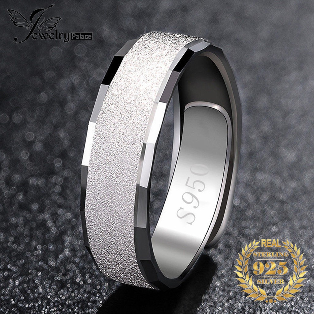 Cincin Bahan Sterling Silver 925 Frosted Untuk Pria