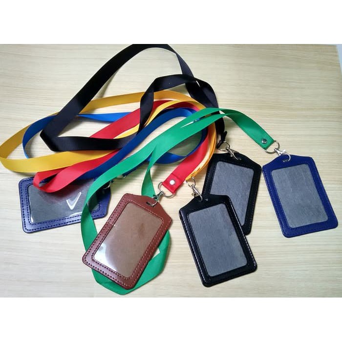 NAME TAG ID Card Holder kulit pu. GANTUNGAN  KALUNG WATERPROOF
