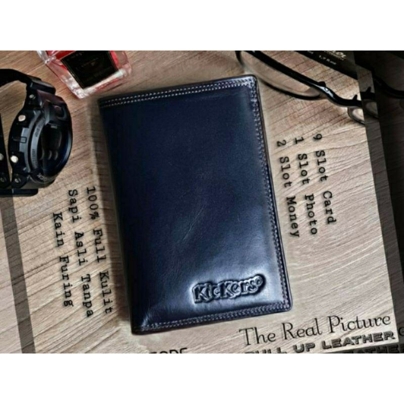 Dompet Pria Kulit Asli 3/4 Embos Kickers - Tanpa Kain Furing