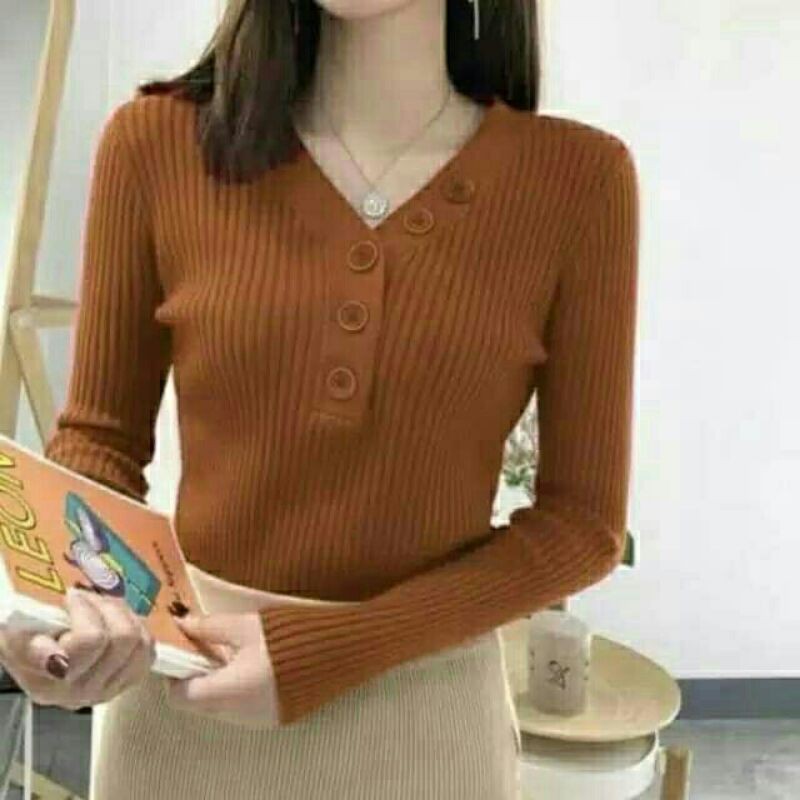 Atasan Top Blouse Rajut Jalur Yoana Knit
