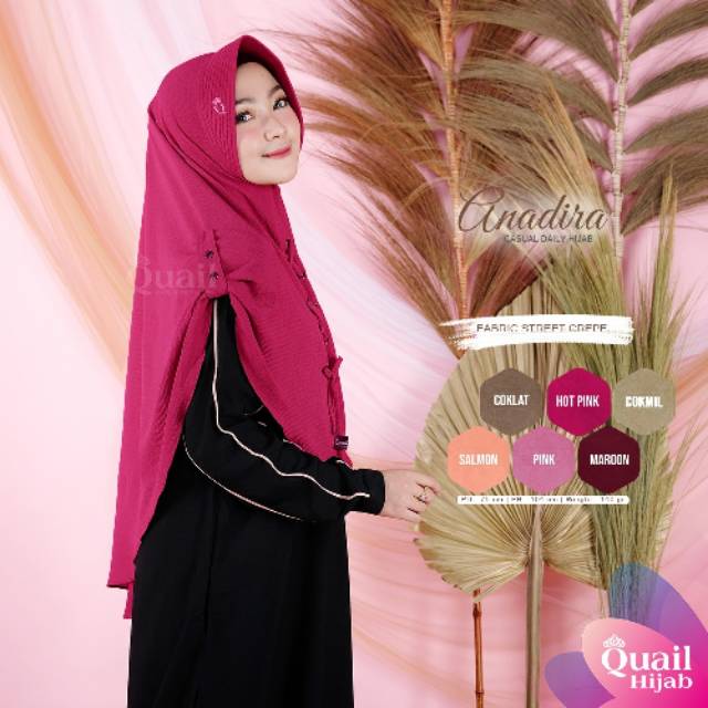 ANADIRA ORIGINAL QUAIL HIJAB | QUAIL SRAGEN | Jilbab Pink | Jilbab Daily | Jilbab Serut