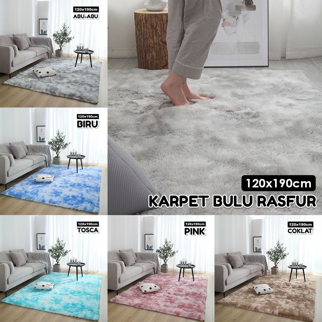 Karpet Lantai Bulu Rafsur Polos Jumbo Lembut Tebal Ukuran 120x190cm Anti Slip Perlengkapan Rumah Tangga Ruang Keluarga Kamar Tidur Import - DD-4B - Comfort Homes